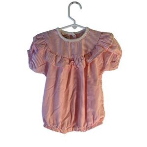 HealthTex 12m bubble ruffle romper pink stripes white USA‎